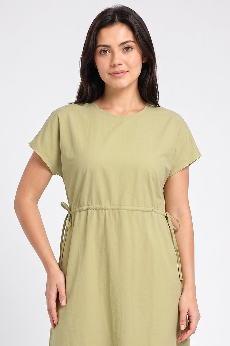 Threadbare Women Solid Plain Midi Dress, Sage Green - Image 2