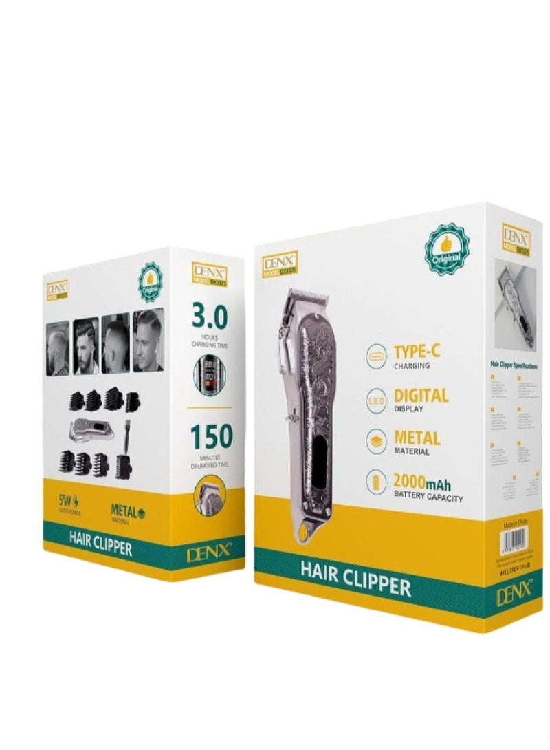 DENX DX1375 Professional Hair Clipper with Digital Display, Metal Body, and 2000mAh Battery - Image 1