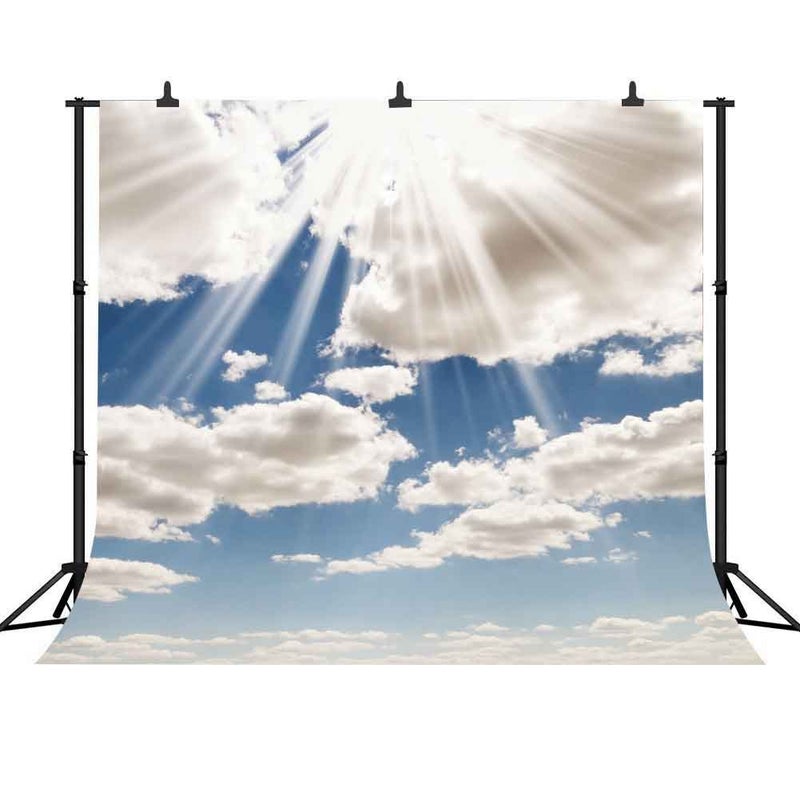 FHZON Backdrop 10x10ft Dark Blue Sky White Cloud Sunrise Backgrounds for Photography Nature Landscape Outdoor Travel Photo Booth Props FH135