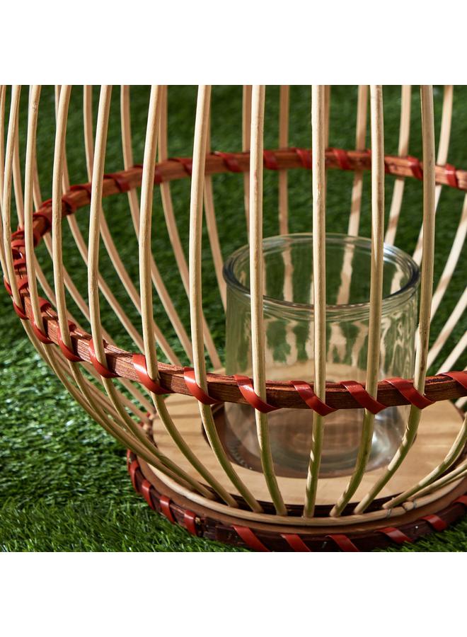 ديكر فانوس من الخيزران والخشب مع زجاج نذري - Image 4