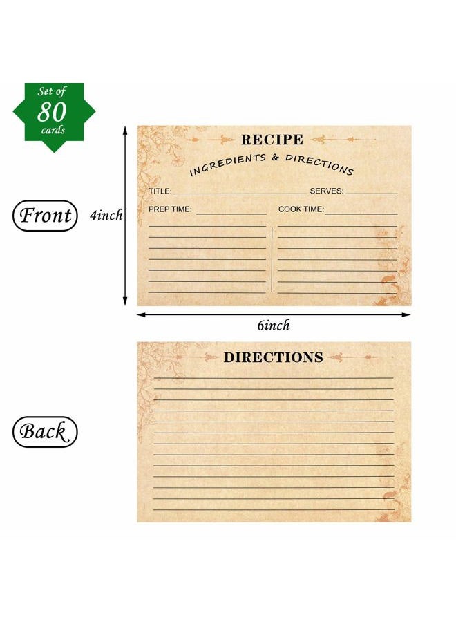 Outus 80 Pack Recipe Cards, 4 x 6 Inch Kraft Double Sided Recipe Cards Cooking Recipe Cards Stock Thick Cardstock Recipe Cards with Lines for Weddings, Bridal Shower, Housewarming Gifts - Image 2