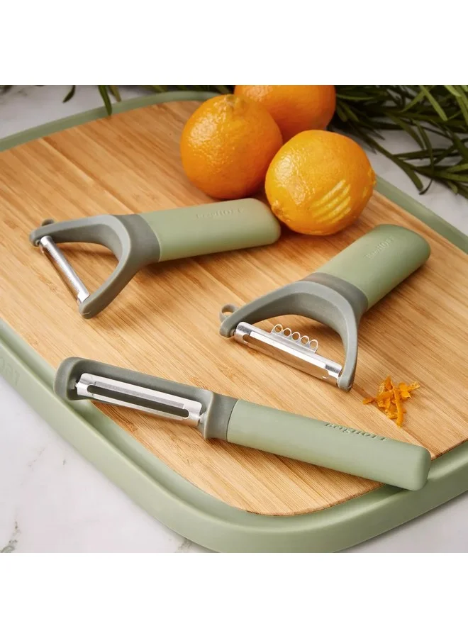 Berghoff Leo Balance Ergonomic Handle Y-Peeler with Zester Green and Grey 2.5 x 7.5 x 13 cm 3950419