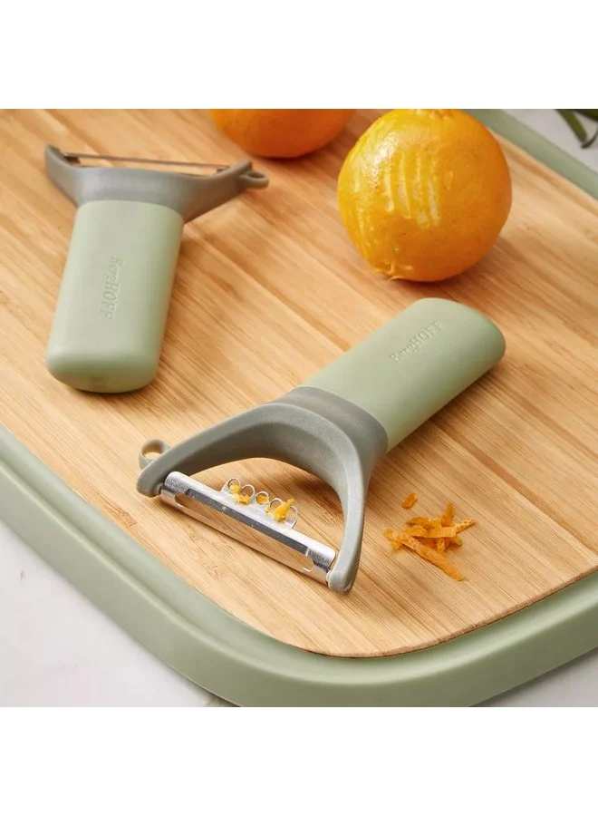Berghoff Leo Balance Ergonomic Handle Y-Peeler with Zester Green and Grey 2.5 x 7.5 x 13 cm 3950419