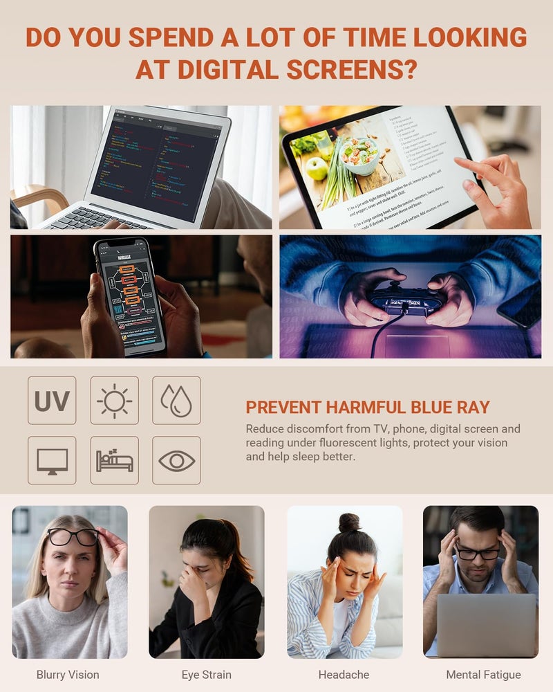 JM 5 Pack Round Reading Glasses for Women Men, Vintage Small Blue Light Blocking Computer Readers with Spring Hinges +1.75 - Image 5