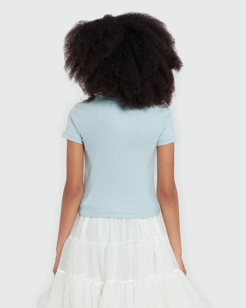 Ovs Cerulean Ribbed Tee