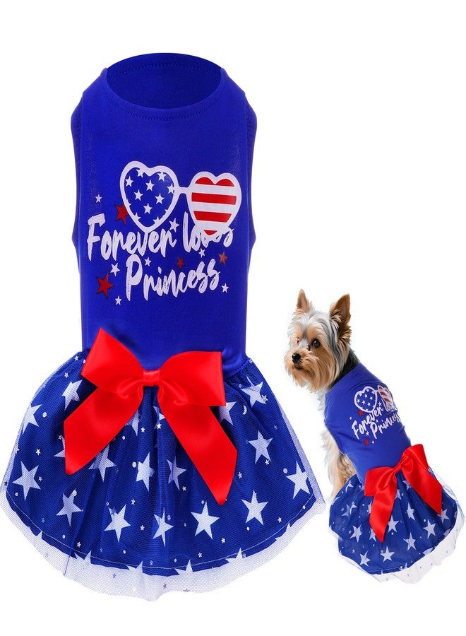 phnydreg 4th of July Dog Outfit Pet Puppy Printed Dresses with Sparkly Stars Summer Princess Skirt for Independence Day Party Small Medium Dog Outfit - Image 1