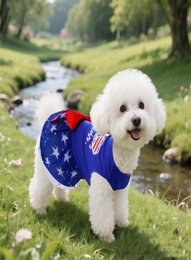 phnydreg 4th of July Dog Outfit Pet Puppy Printed Dresses with Sparkly Stars Summer Princess Skirt for Independence Day Party Small Medium Dog Outfit - Image 5