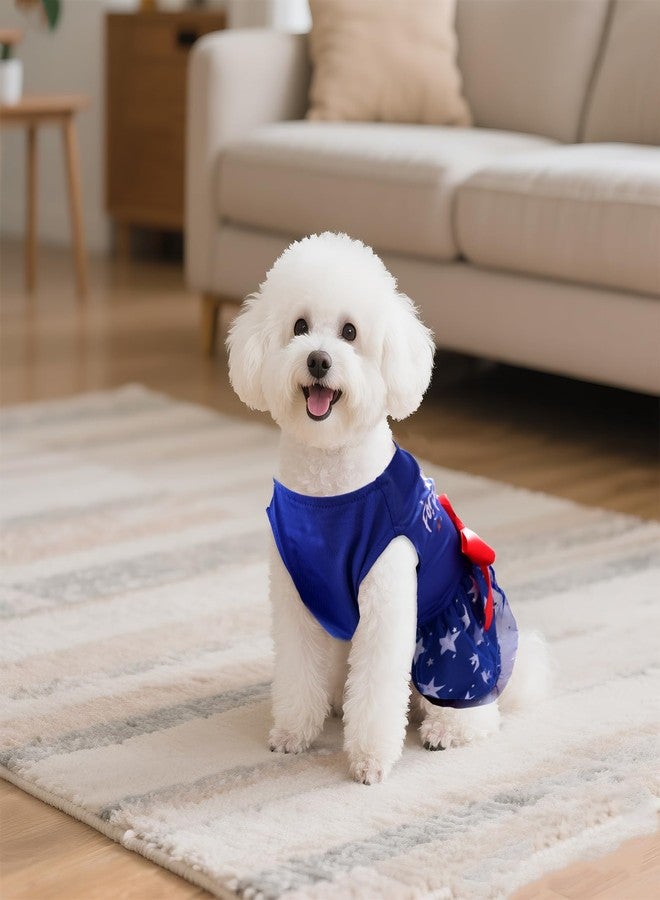 phnydreg 4th of July Dog Outfit Pet Puppy Printed Dresses with Sparkly Stars Summer Princess Skirt for Independence Day Party Small Medium Dog Outfit - Image 4