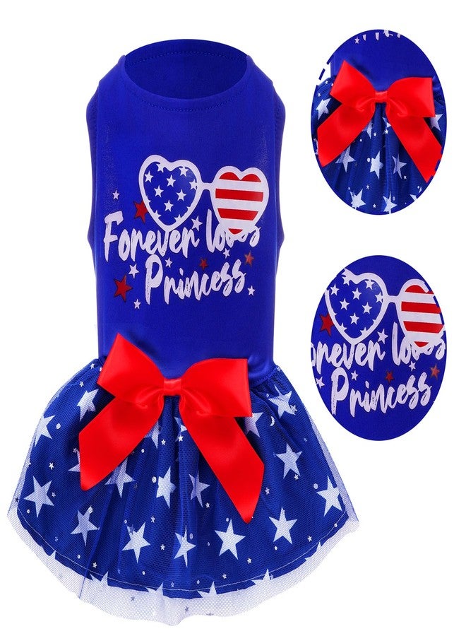phnydreg 4th of July Dog Outfit Pet Puppy Printed Dresses with Sparkly Stars Summer Princess Skirt for Independence Day Party Small Medium Dog Outfit - Image 2