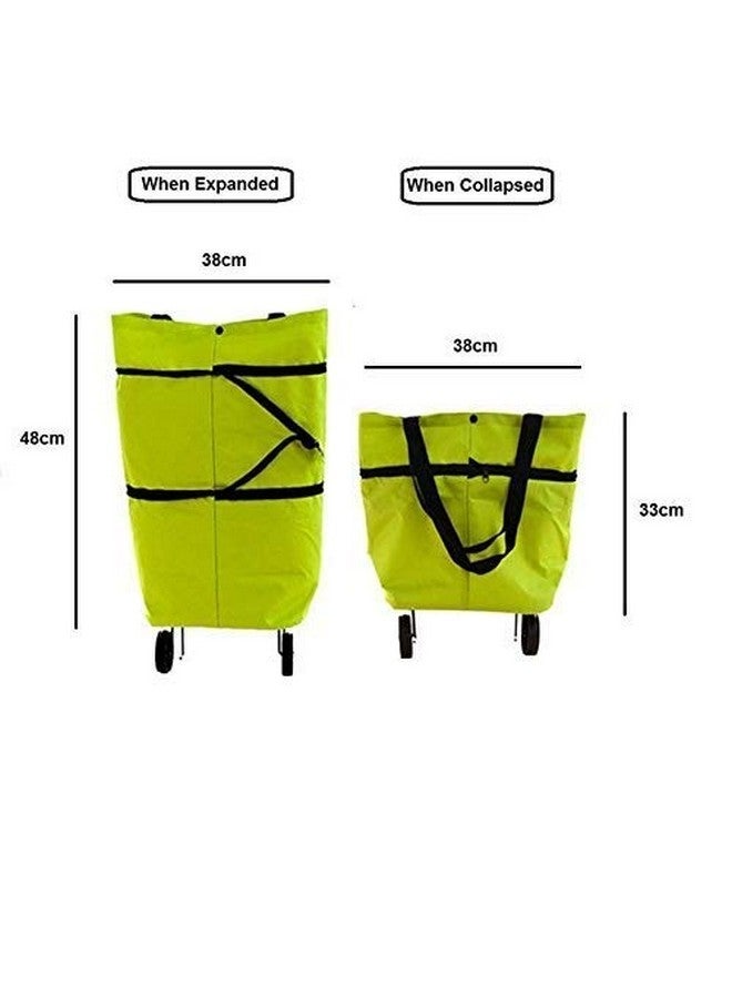 Shopurb Foldable Shopping Trolley Bag with Wheels Folding Travel Luggage Bag/Vegetable, Grocery, Shopping Trolley Carry Bag - Image 4