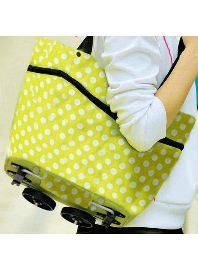 Shopurb Foldable Shopping Trolley Bag with Wheels Folding Travel Luggage Bag/Vegetable, Grocery, Shopping Trolley Carry Bag - Image 2