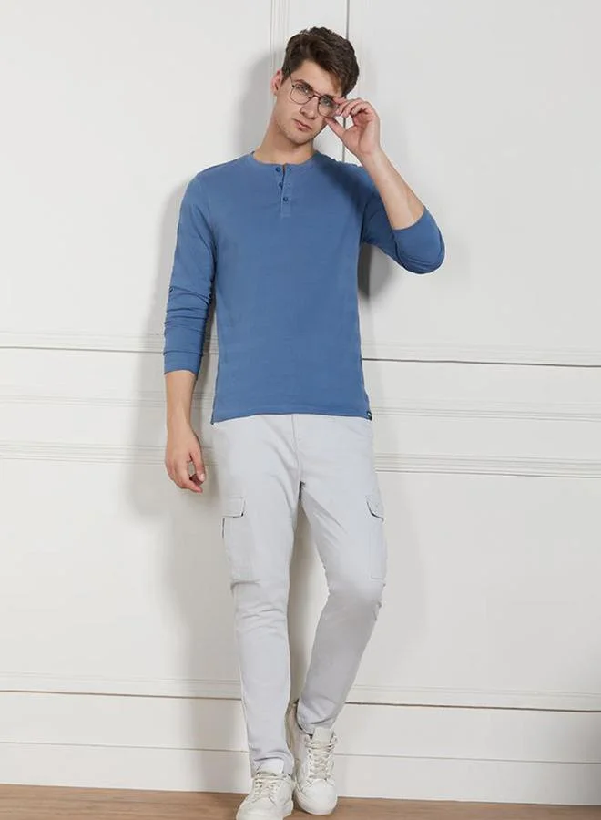 Dennis Lingo Dennis Lingo Regular Fit Textured Henley Neck T-Shirt