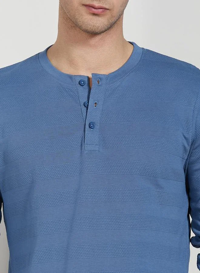 Dennis Lingo Dennis Lingo Regular Fit Textured Henley Neck T-Shirt