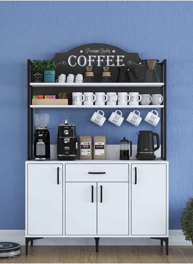 Home Canvas Home Canvas JE130 Coffee Corner Multipurpose Cabinet Pantry Kitchen Cabinet White With 4 Doors And 1 Drawer  - Image 3