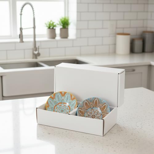 VELINEX® Colorful Ceramic Bowl Gift Box Set - Porcelain Dessert Bowls for Ice Cream, Soup, Cereal - Microwave & Dishwasher Safe - Unique Design - 280ml (Green, Pack of 2) - Image 1