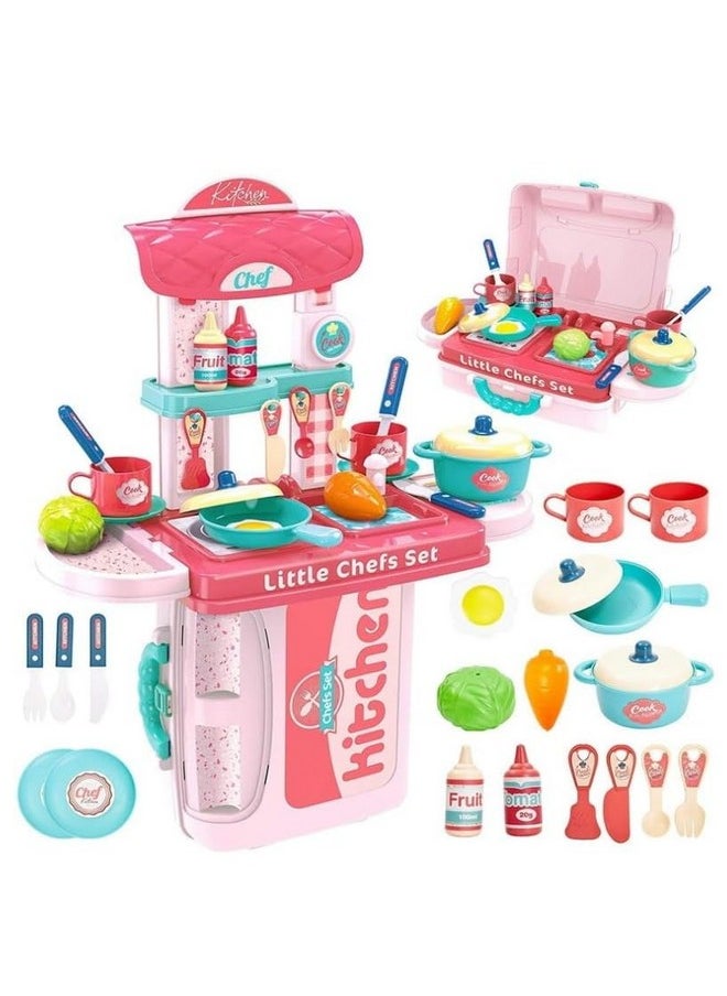 Famous Quality Famous Quality Stylish Kitchen Set for Girls Toy with Cooking Utensils Combo Items, Little Chef Realistic Miniature Chefs Pretend Play/Role Play Home Game  - Image 1