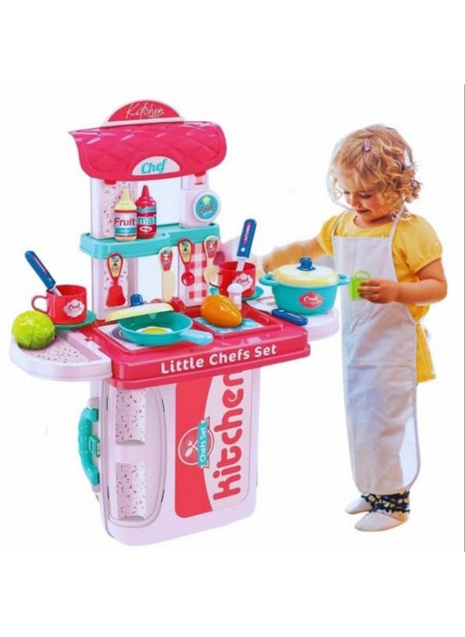 Famous Quality Famous Quality Stylish Kitchen Set for Girls Toy with Cooking Utensils Combo Items, Little Chef Realistic Miniature Chefs Pretend Play/Role Play Home Game  - Image 3