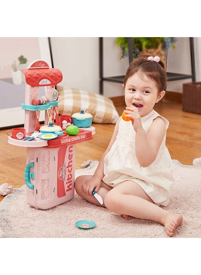 Famous Quality Famous Quality Stylish Kitchen Set for Girls Toy with Cooking Utensils Combo Items, Little Chef Realistic Miniature Chefs Pretend Play/Role Play Home Game  - Image 2