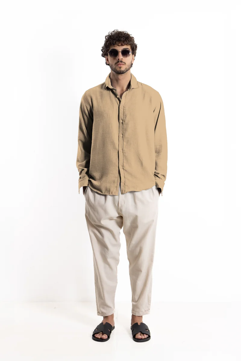 SHAPES TEXTURED LINEN BLEND SHIRT
