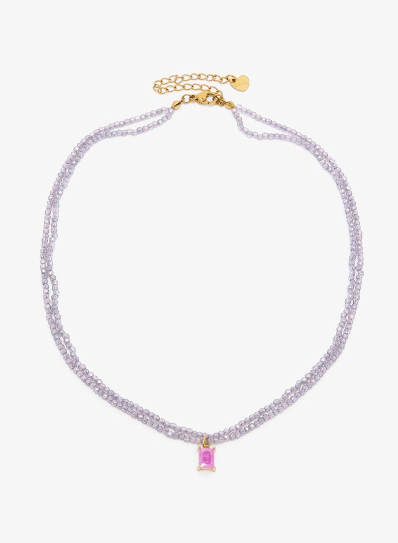 ELLA Pink Diamonte Silver Accent Necklace - Image 2