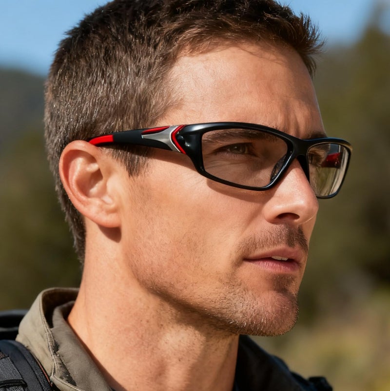 willochra with Full lens Readers Wrap Around Sport Magnifying Safety Reading Glasses photochromic Goggles with Readersã€€for Men (black blue, 1.5, x) - Image 4