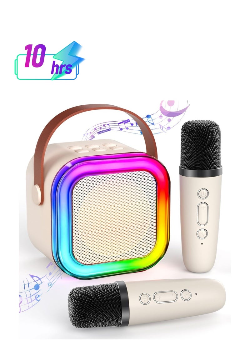 Portable mini Bluetooth karaoke speaker with 2 wireless microphones and lighting  - Image 1