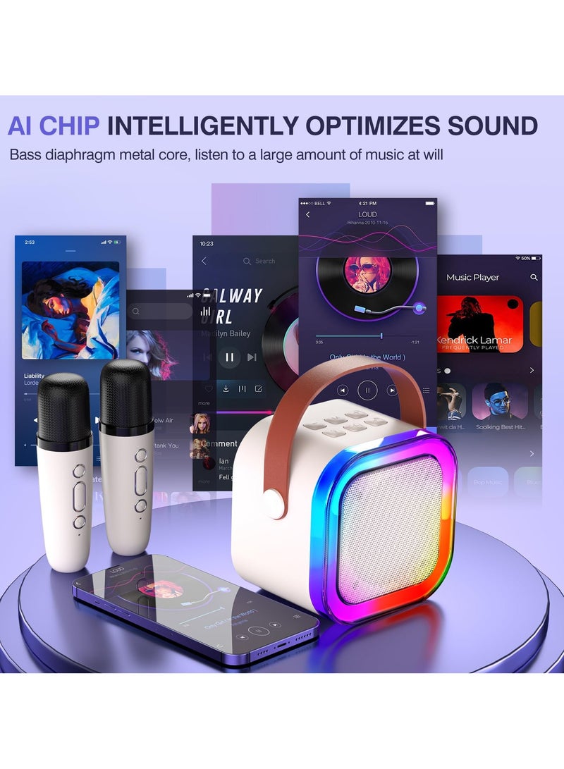 Portable mini Bluetooth karaoke speaker with 2 wireless microphones and lighting  - Image 5