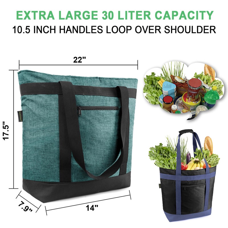 BeeGreen Cooler Bag Soft Insulated Tote for Beach Travel Grocery Shopping Lunch Portable Large Ice Coolers with Handle Hard Freezer Bags with Zippered Top Foldable Leakproof Delivery Totes Purple - Image 4