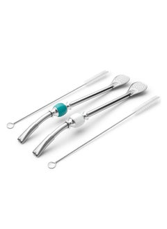 CUOPRU CUOPRU Yerba Mate Bombillas Set - Included Mate Gourd Stainless Steel Straws,Removable Head Filter, Colorful Bead, Cleaning Brush  - Image 2