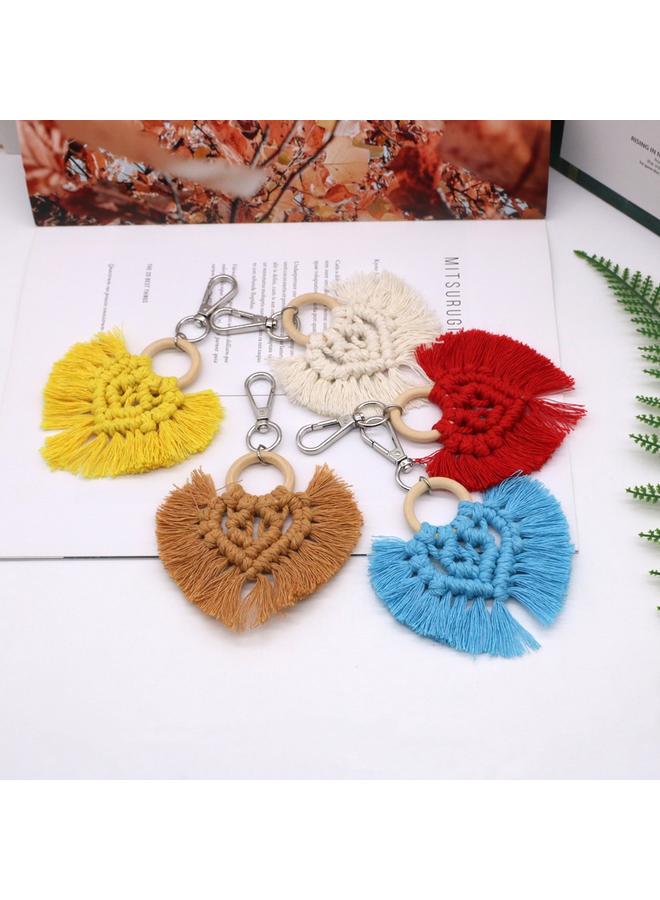 Bluejw Hot Sale Color Tassel Keychain Pendant Creative European And American Style Handmade Heart-shaped Woven Bag Hanging Decoration  - Image 3