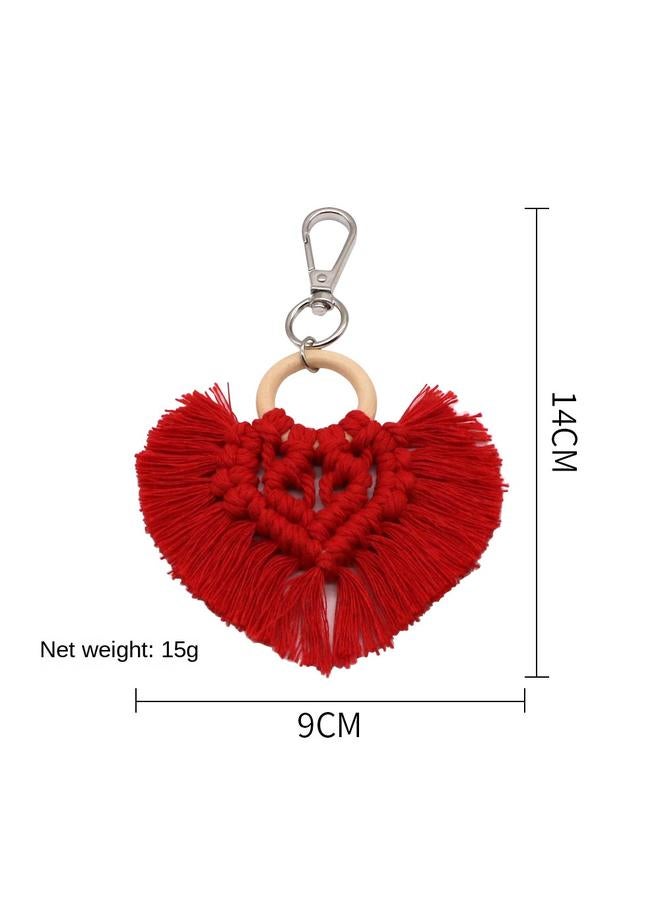 Bluejw Hot Sale Color Tassel Keychain Pendant Creative European And American Style Handmade Heart-shaped Woven Bag Hanging Decoration  - Image 1