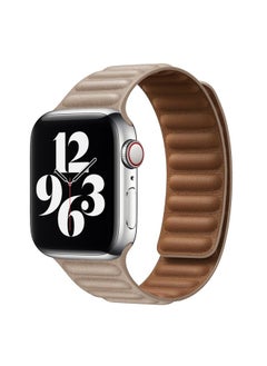 Replacement Strap For Apple Watch Ultra 49mm&Watch Ultra 2 49mm / Series 9&8&7 45mm / SE 3&SE 2&6&SE&5&4 44mm / 3&2&1 42mm Leather Watch Band Khaki