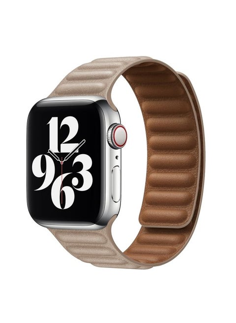 Replacement Strap For Apple Watch Ultra 49mm&Watch Ultra 2 49mm / Series 9&8&7 45mm / SE 3&SE 2&6&SE&5&4 44mm / 3&2&1 42mm Leather Watch Band Khaki