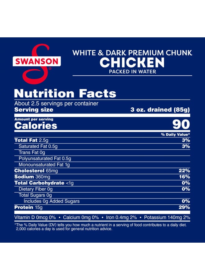 Swanson White and Dark Premium Chunk Canned Chicken Breast in Water, Fully Cooked Chicken, 9.75 OZ Can (Case of 12) - Image 3