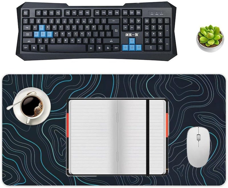 Keebik Gaming Mouse Pad, Black Teal Blue Mouse Pad 11.8x23.6 Inch Large Extended Computer Mouse Mat Keyboard Full Desk Mousepad for Gaming, Office, Home - Image 3
