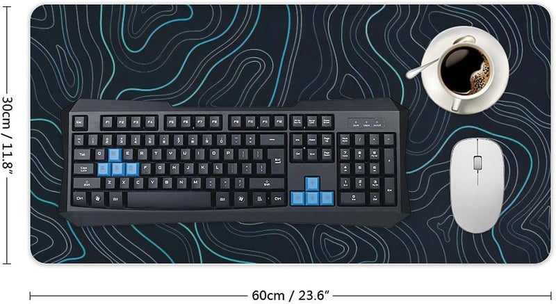 Keebik Gaming Mouse Pad, Black Teal Blue Mouse Pad 11.8x23.6 Inch Large Extended Computer Mouse Mat Keyboard Full Desk Mousepad for Gaming, Office, Home - Image 1