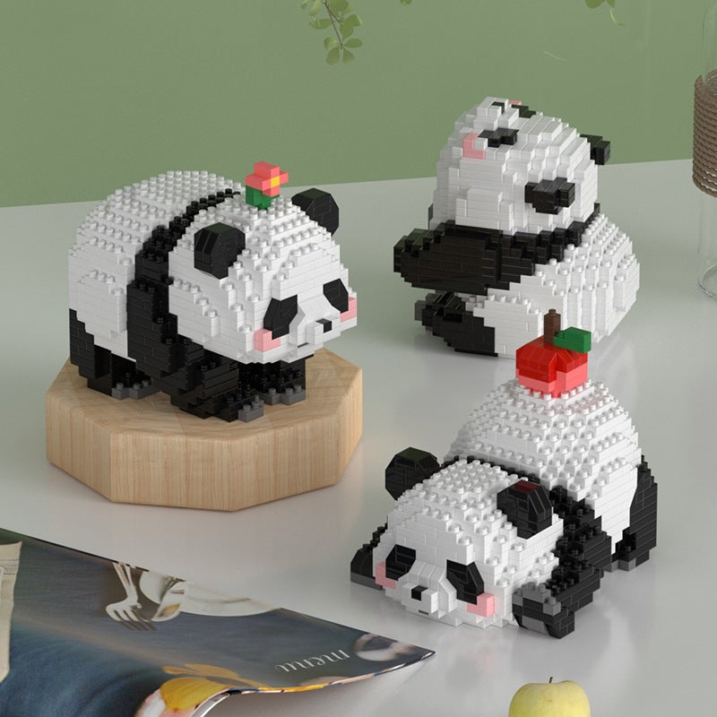 Compatible With Lego Giant Panda Flower Blocks Model Small Particles Assembled National Fashion Cartoon Ornaments Educational Toys - Image 3