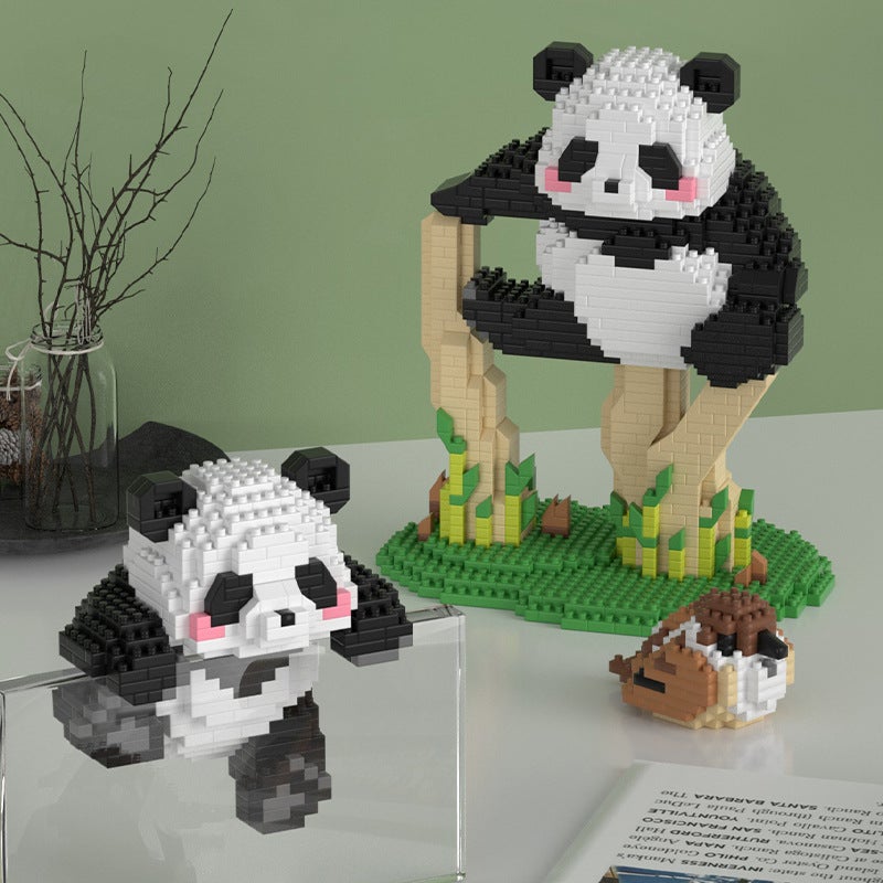 Compatible With Lego Giant Panda Flower Blocks Model Small Particles Assembled National Fashion Cartoon Ornaments Educational Toys - Image 4