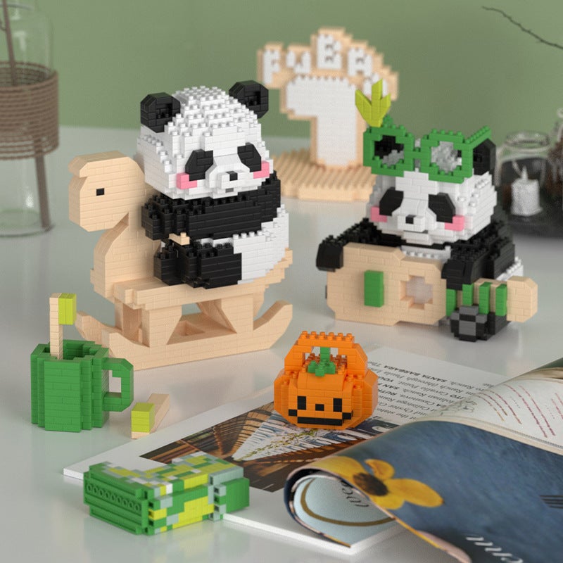 Compatible With Lego Giant Panda Flower Blocks Model Small Particles Assembled National Fashion Cartoon Ornaments Educational Toys - Image 5