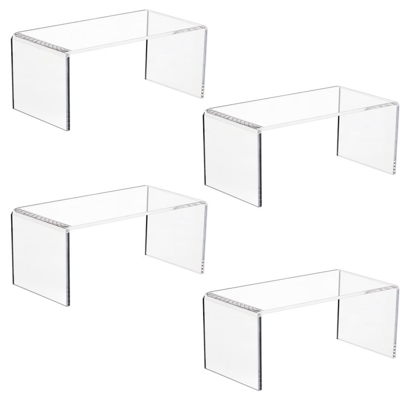 CLAY TONIC CLAY TONIC 4Pack Large Clear 5mm Thick Acrylic Display Risers for Funko POP figuresRetail Display Display Riser Shelf Showcase Fixtures for Jewelry 4 8x 4x 45 