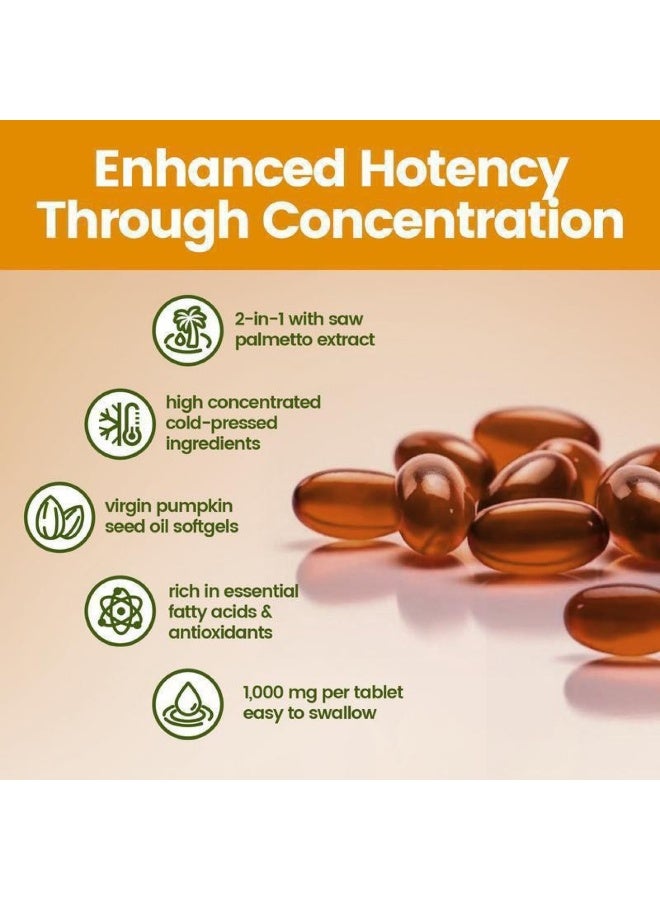 بامكين تعمل كبسولات زيت بذور اليقطين على تعزيز صحة الجهاز الهضمي والنوم، وتغذية البشرة والشعر، كما أنها غنية بالعناصر الغذائية عالية الجودة. - Image 3