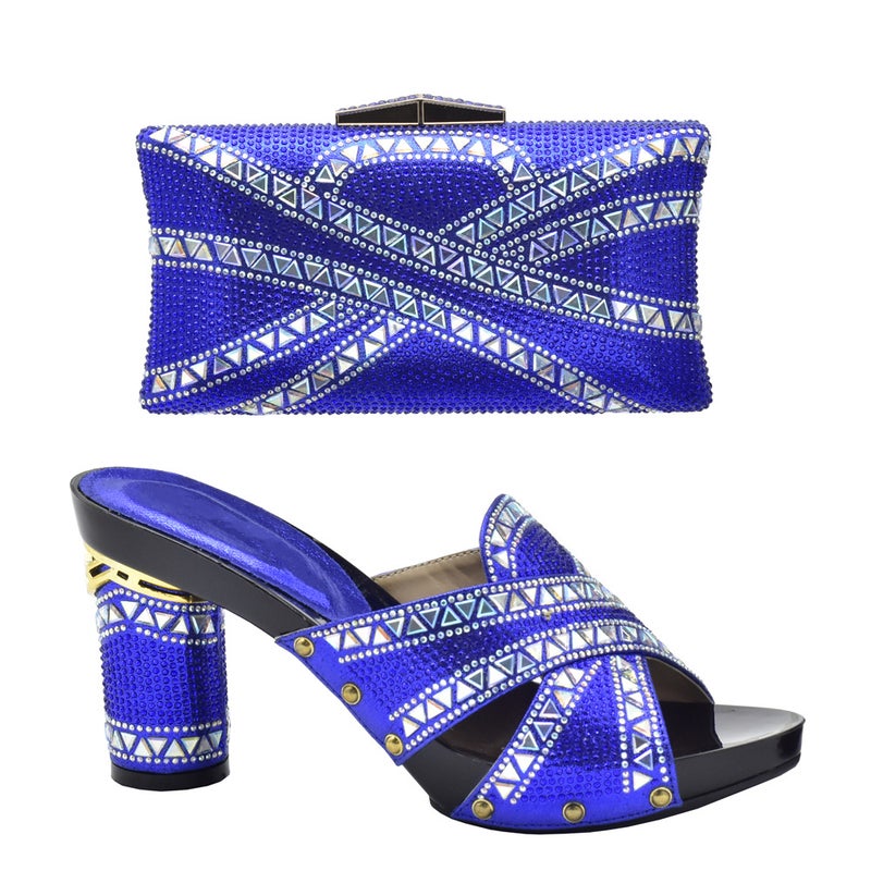 Evening With Diamond Shoe Bag Hollow High Heel Round Toe Sandals With Hand Bag Fashion Dinner Suit - Image 5