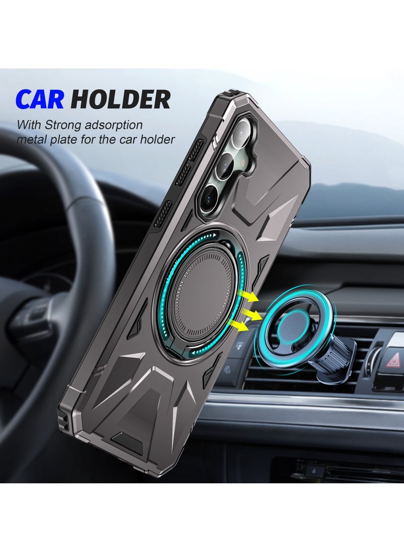 GOLDEN MASK GOLDEN MASK For Samsung Galaxy A14/A14 5G Case Mag-Safe Magnetic Shockproof Phone Case with Ring Holder (Dark Grey)  - Image 2