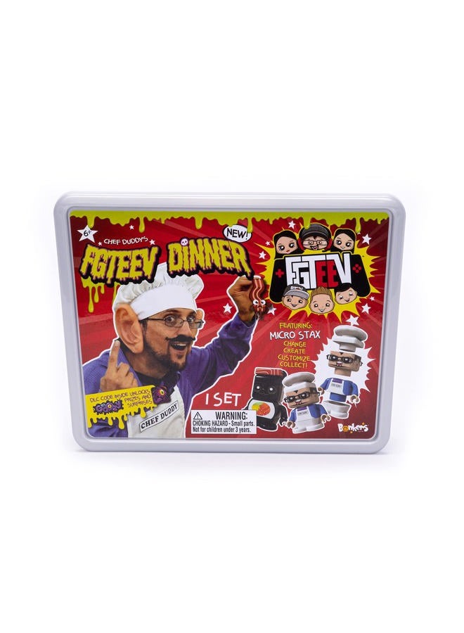 FGTeeV – Chef Duddy Dinner - Filled with Surprises Including Gurkey Turkey Gravy Putty, and 4 Food-Themed Micro STAX Figures – Change, Create, Customize, Collect - Image 1