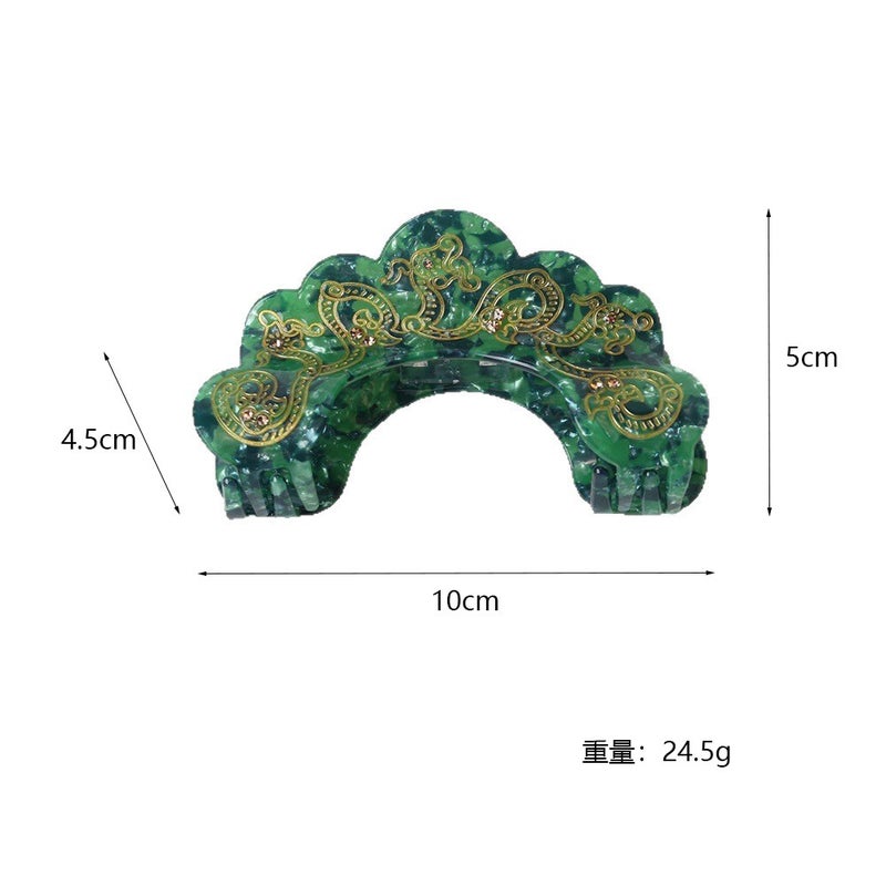 Traditional Chinese Style Acrylic Hair Clip - Light Green/Dark Green - Image 5