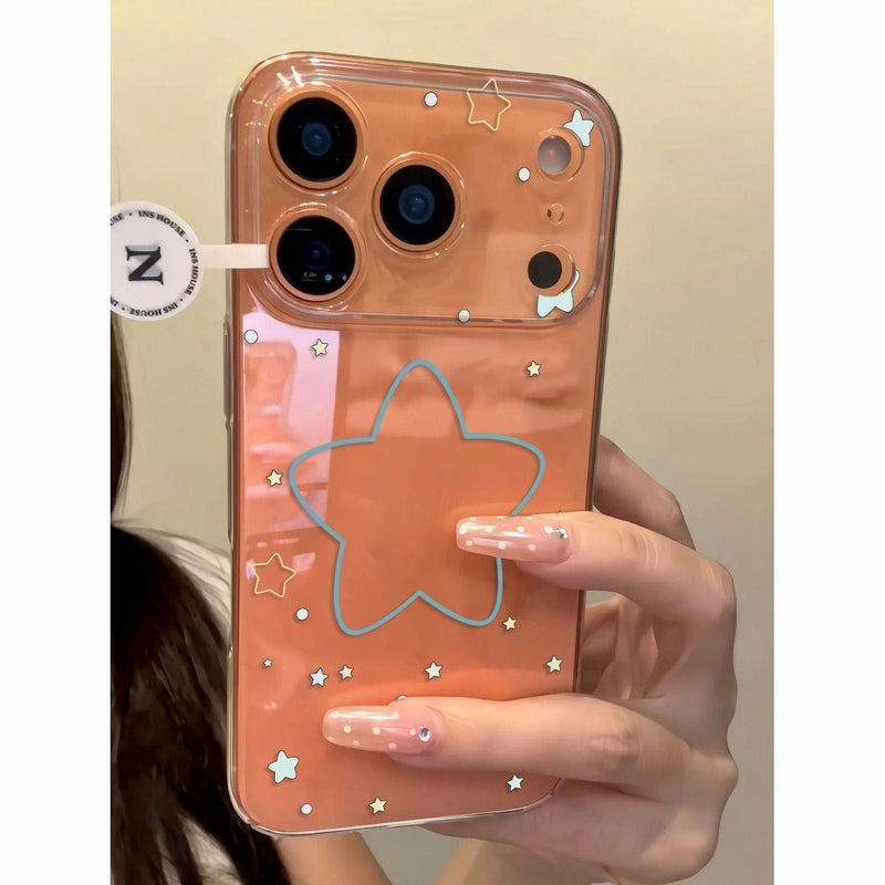 جراب هاتف Apple iPhone 17 Pro Max، يتميز بغطاء ناعم شفاف أنيق ومبتكر مع خطوط نجوم زرقاء - Image 1
