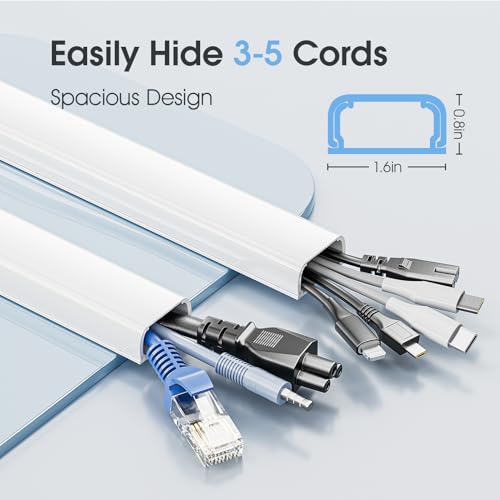 Yecaye Large Cord Hider - 47in Wire Hiders for TV on Wall, Paintable Cable Hider, X-Large Cable Management Kit, Cord Hiding for Wall White, 3 X L15.7in W1.6 H0.8 - Image 2