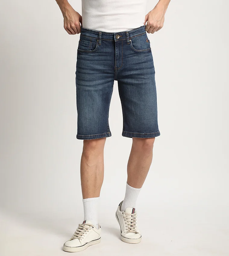 BEVERLY HILLS POLO CLUB Faded Mid-Rise Denim Shorts