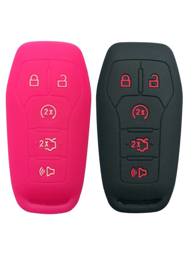 Coolbestda 2Pcs Silicone Key Fob Cover Protector Keyless Jacket Holder for 2015 2016 2017 Ford Explorer Edge Mustang F-150 Fusion Lincoln MKZ MKC M3N-A2C31243300  - Image 1