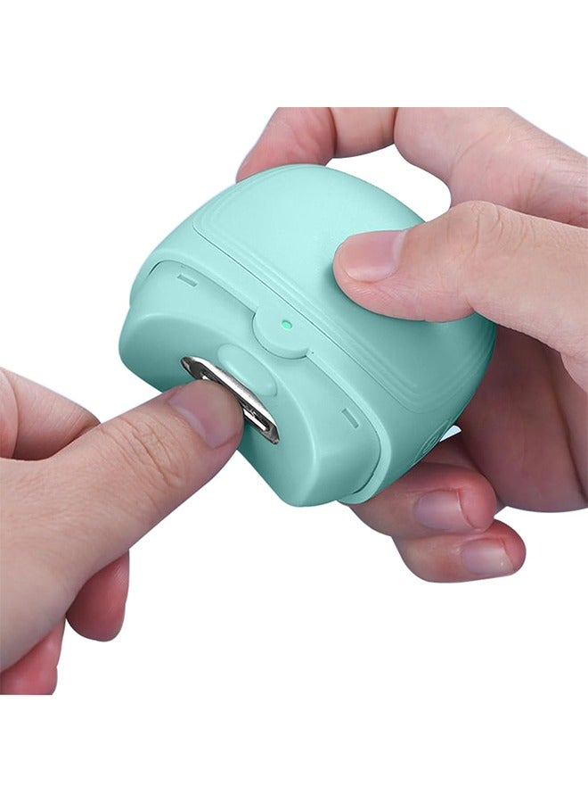 Electric Safety Nail Clipper with LED Light with Nail Scraps Storage, USB Rechargeable Safety Fingernail Trimmer for Newborn, Infant, Baby, Toddler, Kids, Adult and Seniors, Green - Image 1